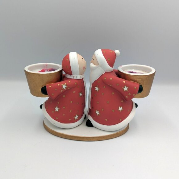 PartyLite Other - PartyLite Santa Mr & Mrs Claus Kissing Taper Candle Holder Christmas Holiday 7.5